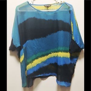 Express poncho blue sheer top